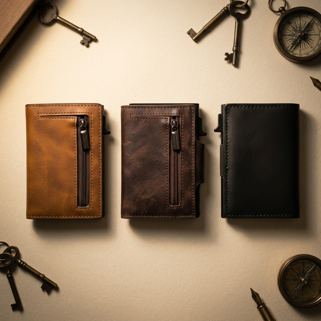 Cartera Mayfair en negro, coñac y marrón oscuro
